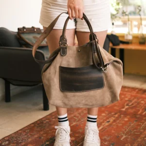 Handmade Suede & Leather Messenger Bag — Verra